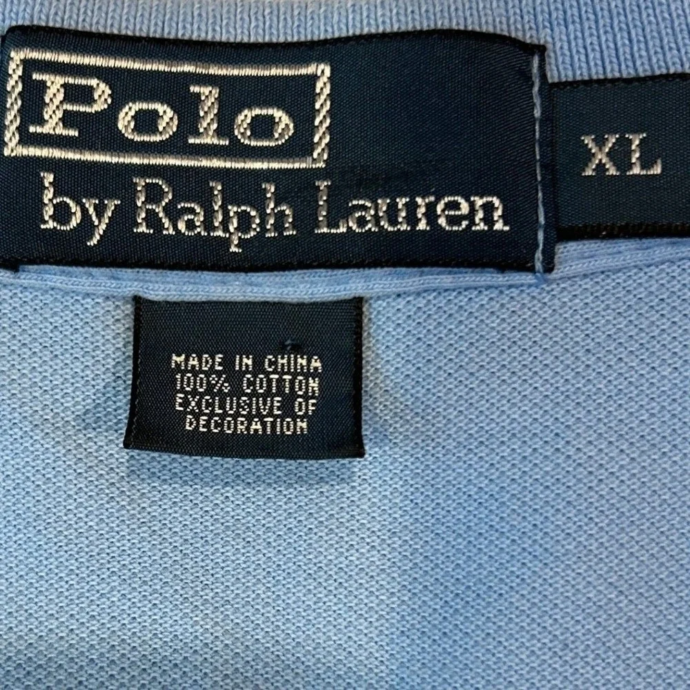 Polo Ralph Lauren Polo Shirt XL Men's Light Blue Short Sleeve Yellow Pony Pique